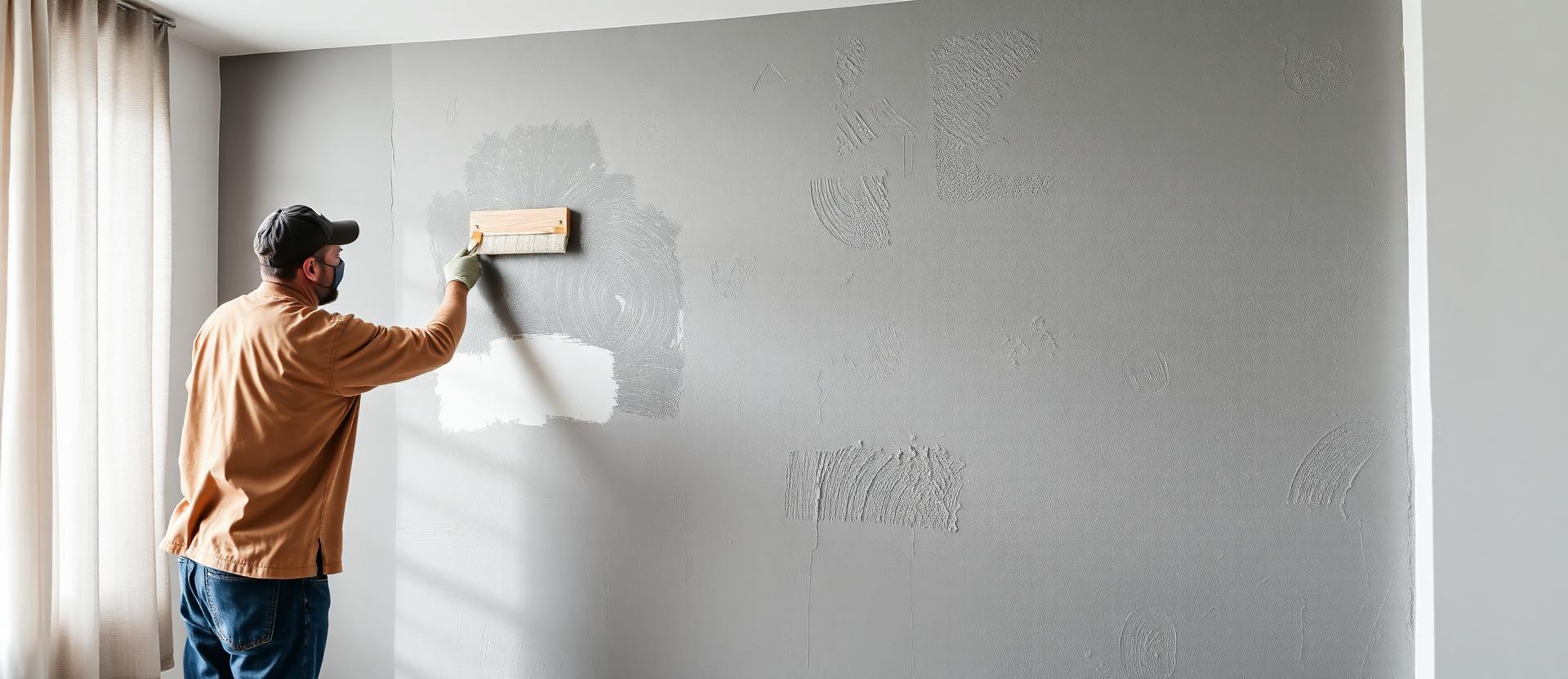 Pintor profissional aplicando textura em parede
